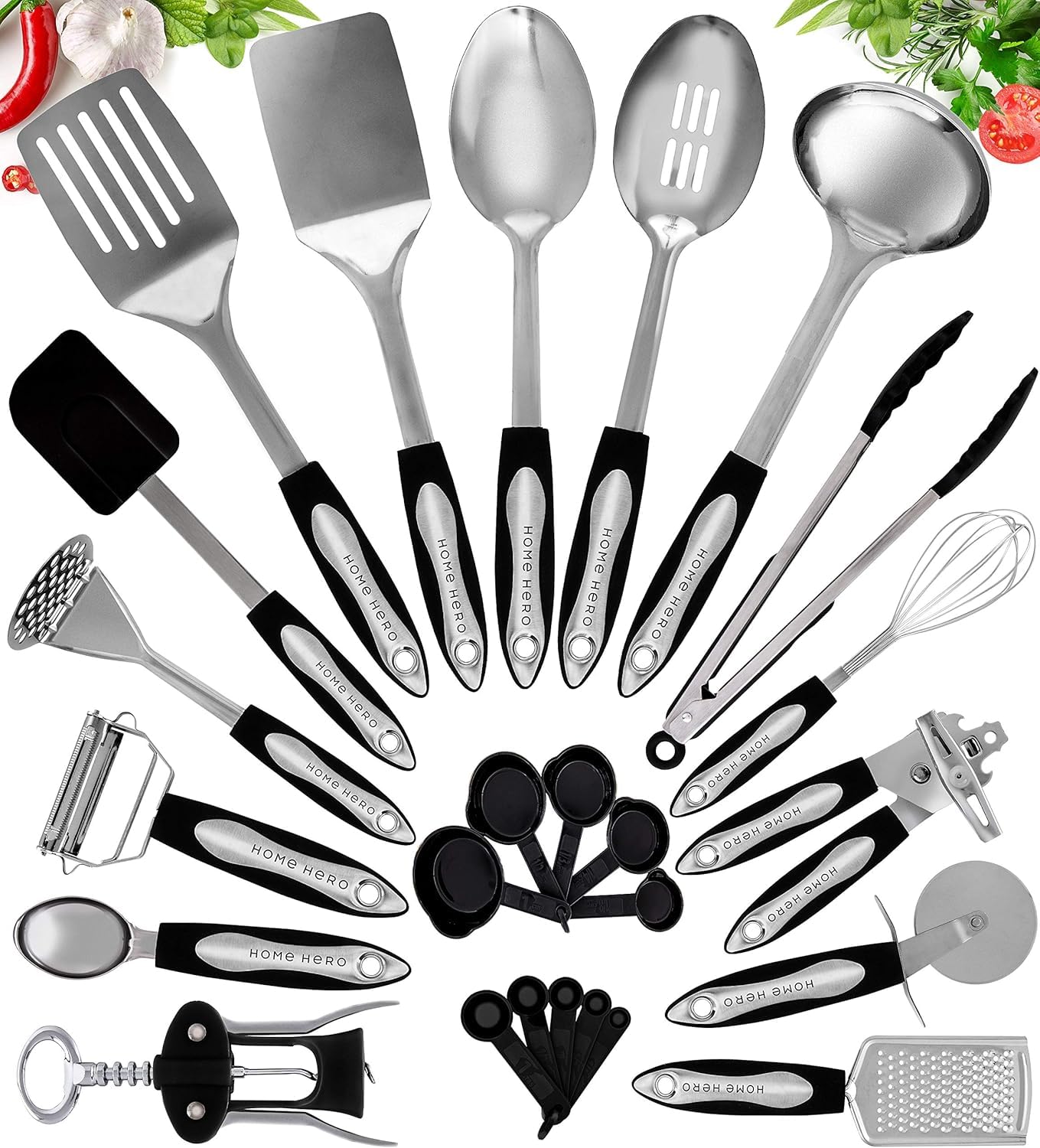 Home Hero stainless steel spatula with heat-resistant silicone tip, ideal for nonstick pans.