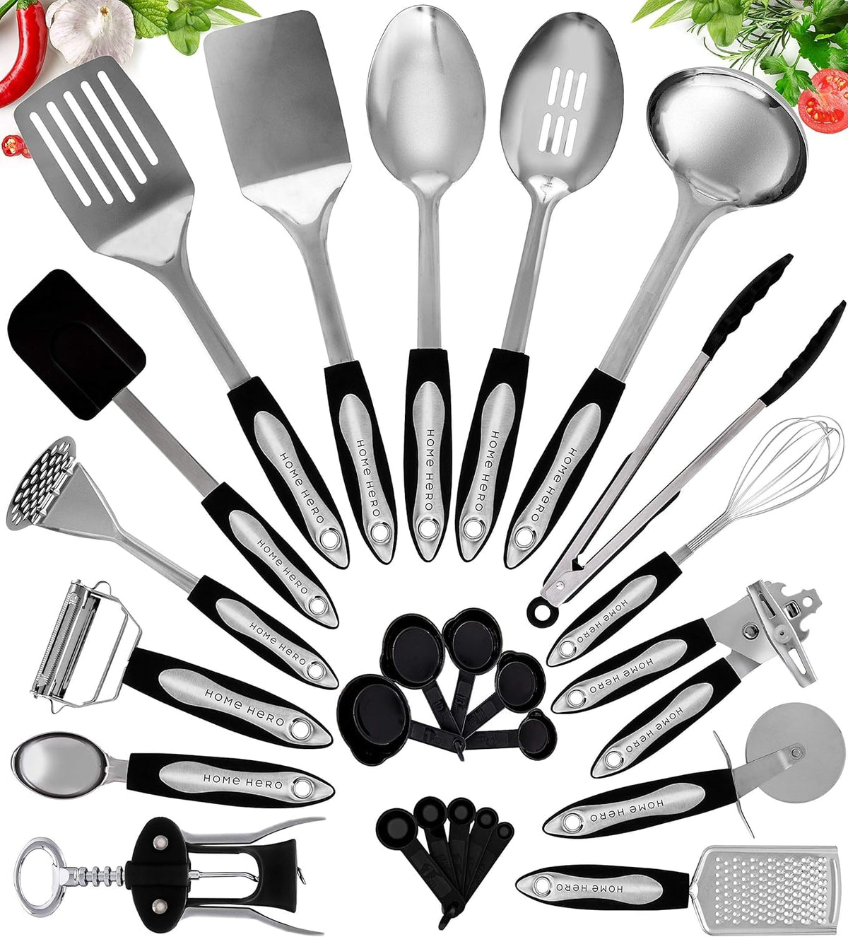 Home Hero stainless steel spatula with heat-resistant silicone tip, ideal for nonstick pans.