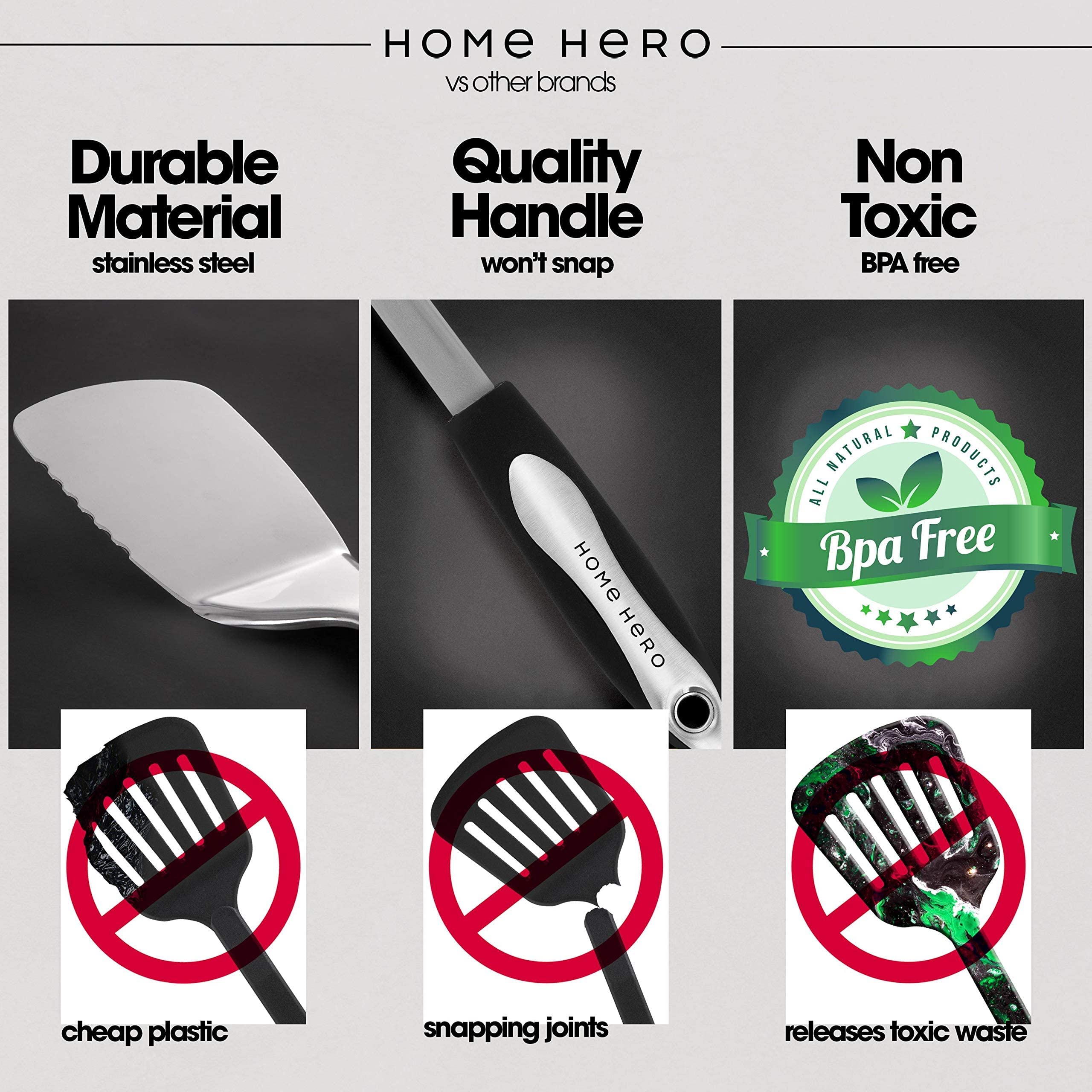 Home Hero locking tongs with silicone tips for precise turning and serving.