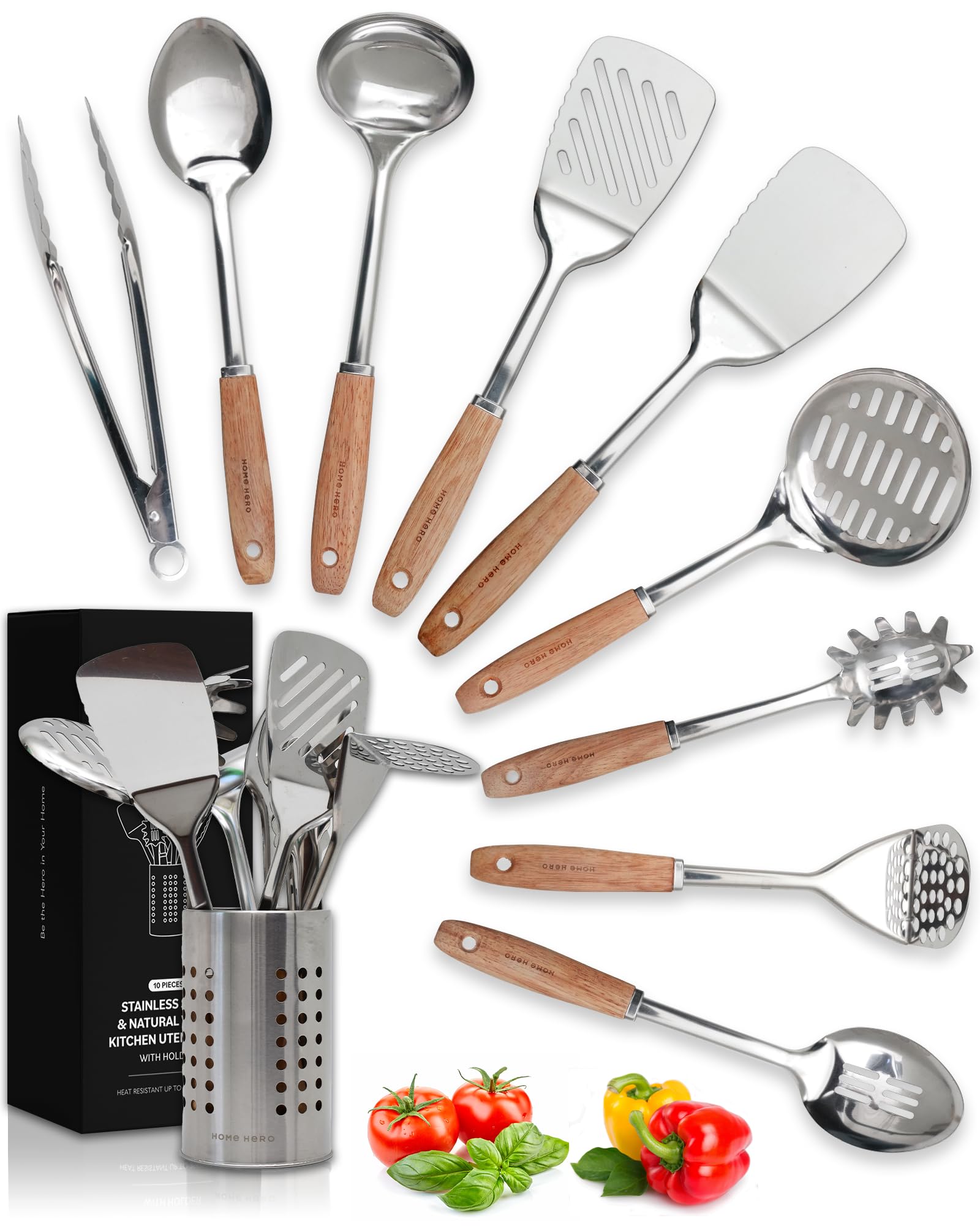 Home Hero stainless steel utensils set for durable, everyday cooking.