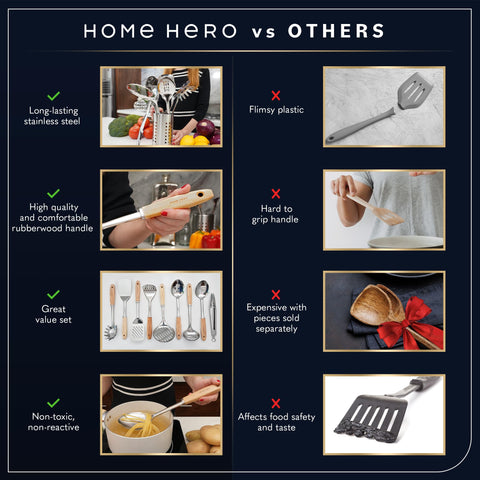 Home Hero tongs for safe flipping and lifting hot foods.