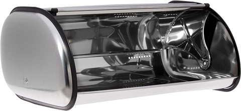 HOME IT bread box with door open demonstrates easy access to baked goods