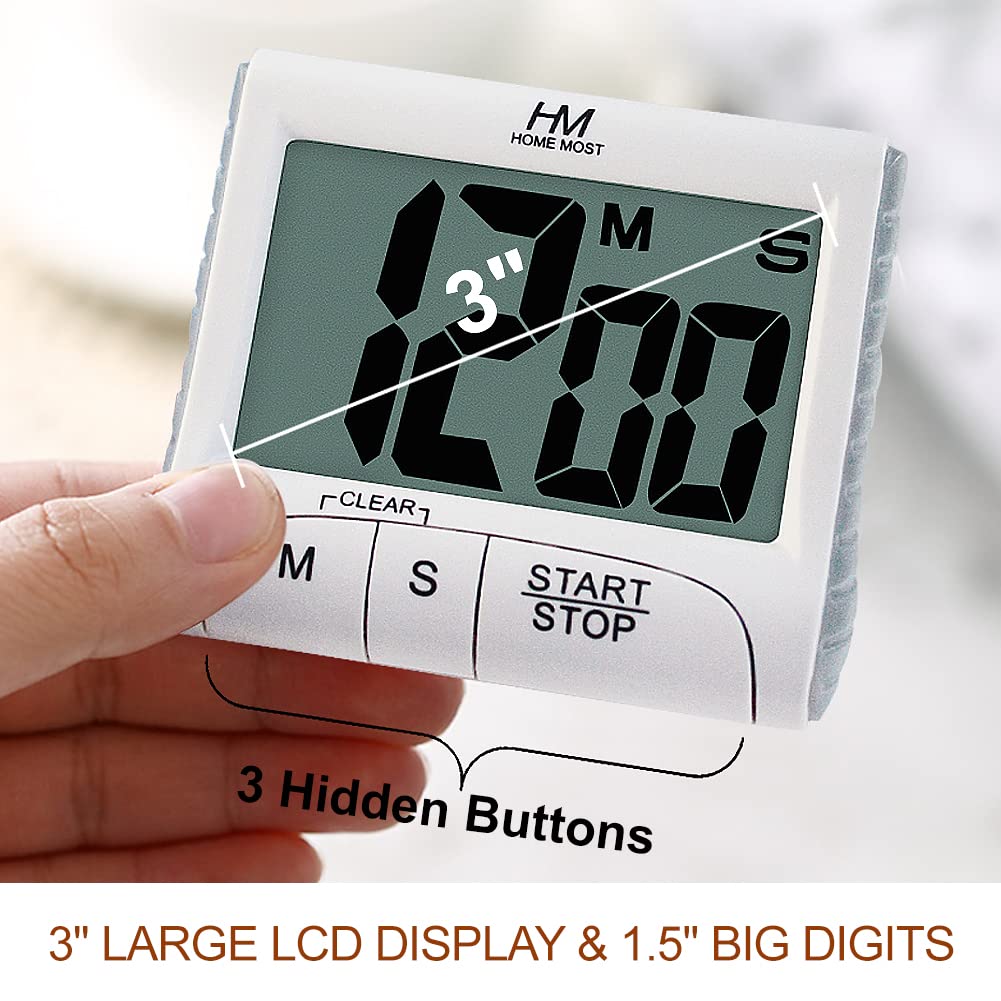 HOME MOST timer front view showing three large buttons for one-thumb control