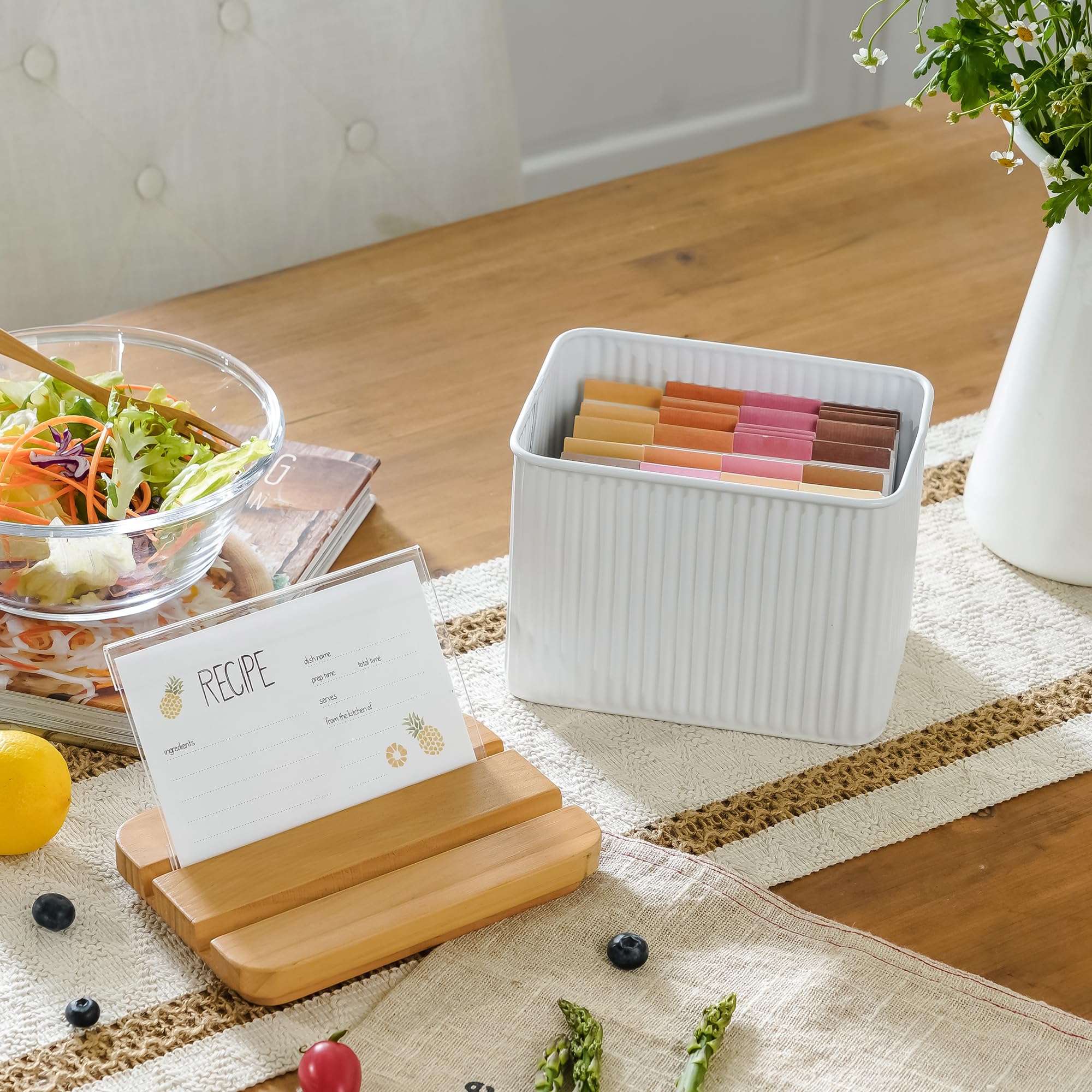 HOME PALETTE embossed white stripes on metal surface add texture and elegance to the kitchen
