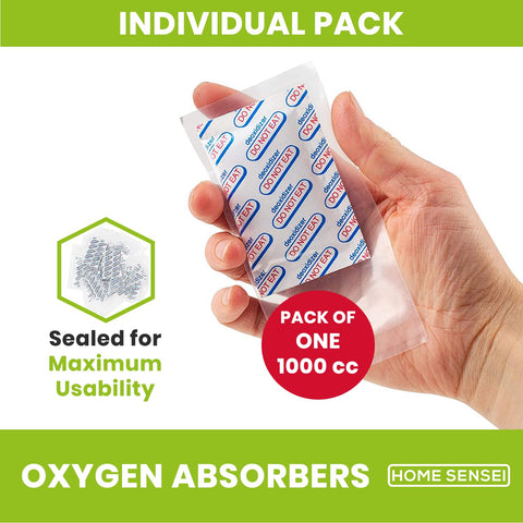 Home Sensei 1000cc oxygen absorbers preserve freshness inside the bags