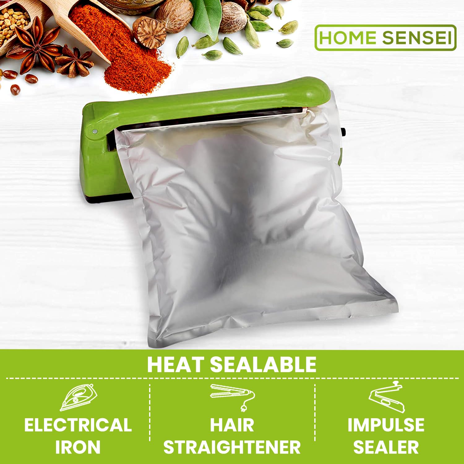 Home Sensei zipper-seal design enables easy opening and resealing