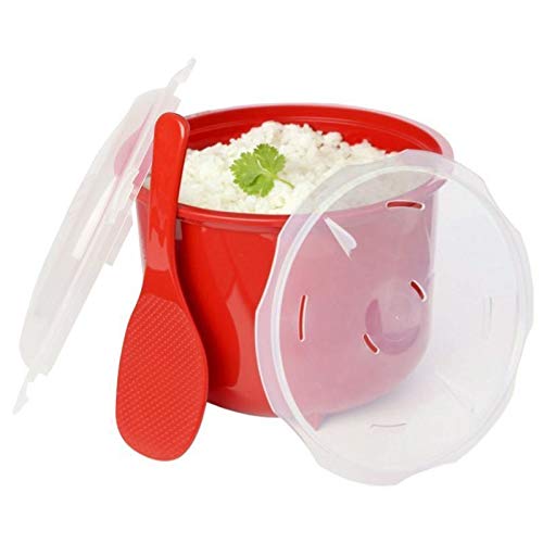 Home & Style 2.6L red steamer with vented lid for even steam distribution.