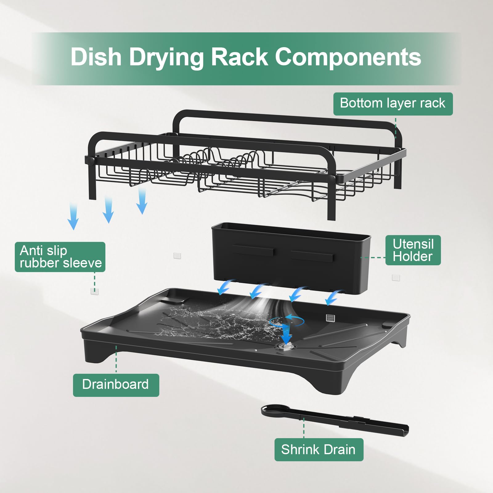 HOMEAILIE dish drying rack fits on small counters for clutter-free spaces