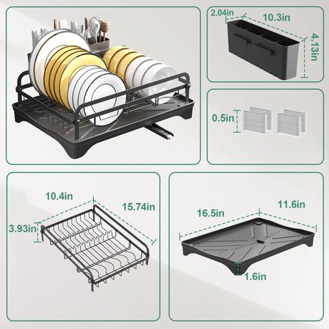 HOMEAILIE dish drying rack with utensil holder keeping cutlery organized