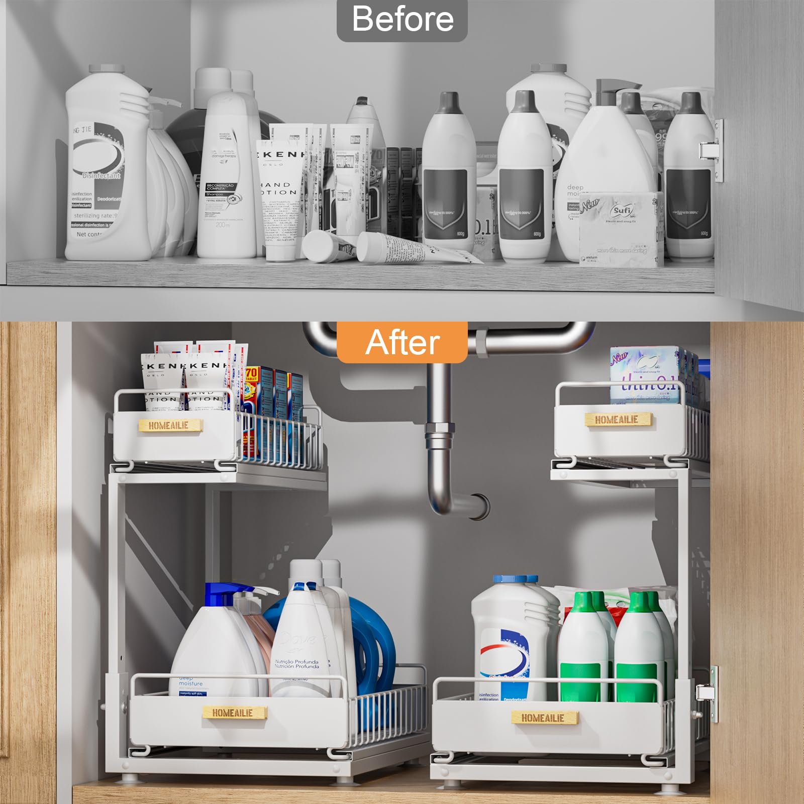 HOMEAILIE compatible with 11-18 inch deep cabinets for flexible setups.