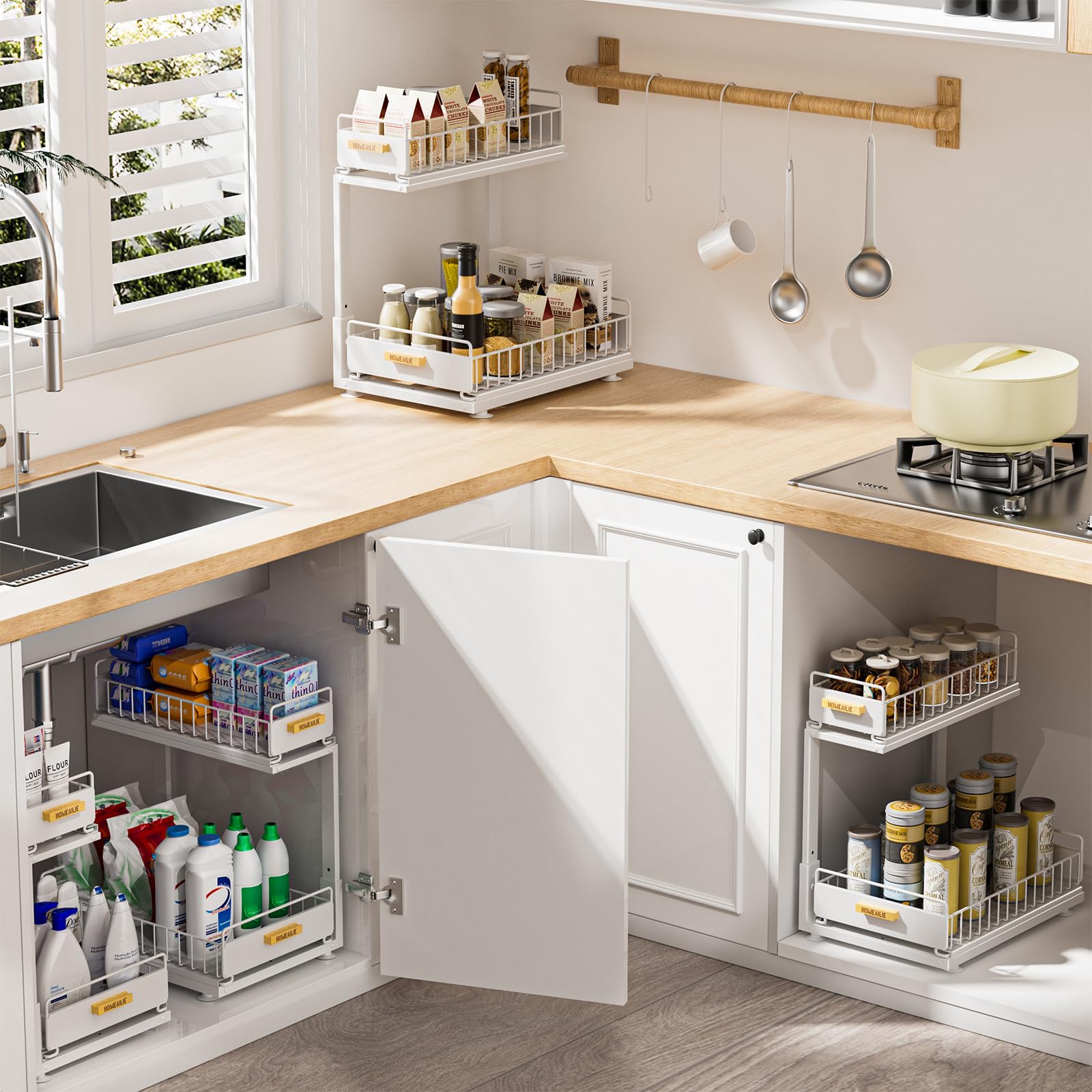 HOMEAILIE easy-to-clean metal frame keeps maintenance minimal.