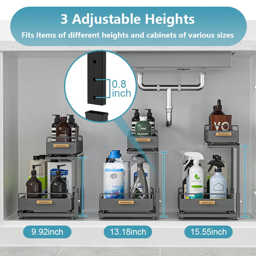 HOMEBOSILY kitchen and bathroom organization helps cabinets stay tidy and efficient.