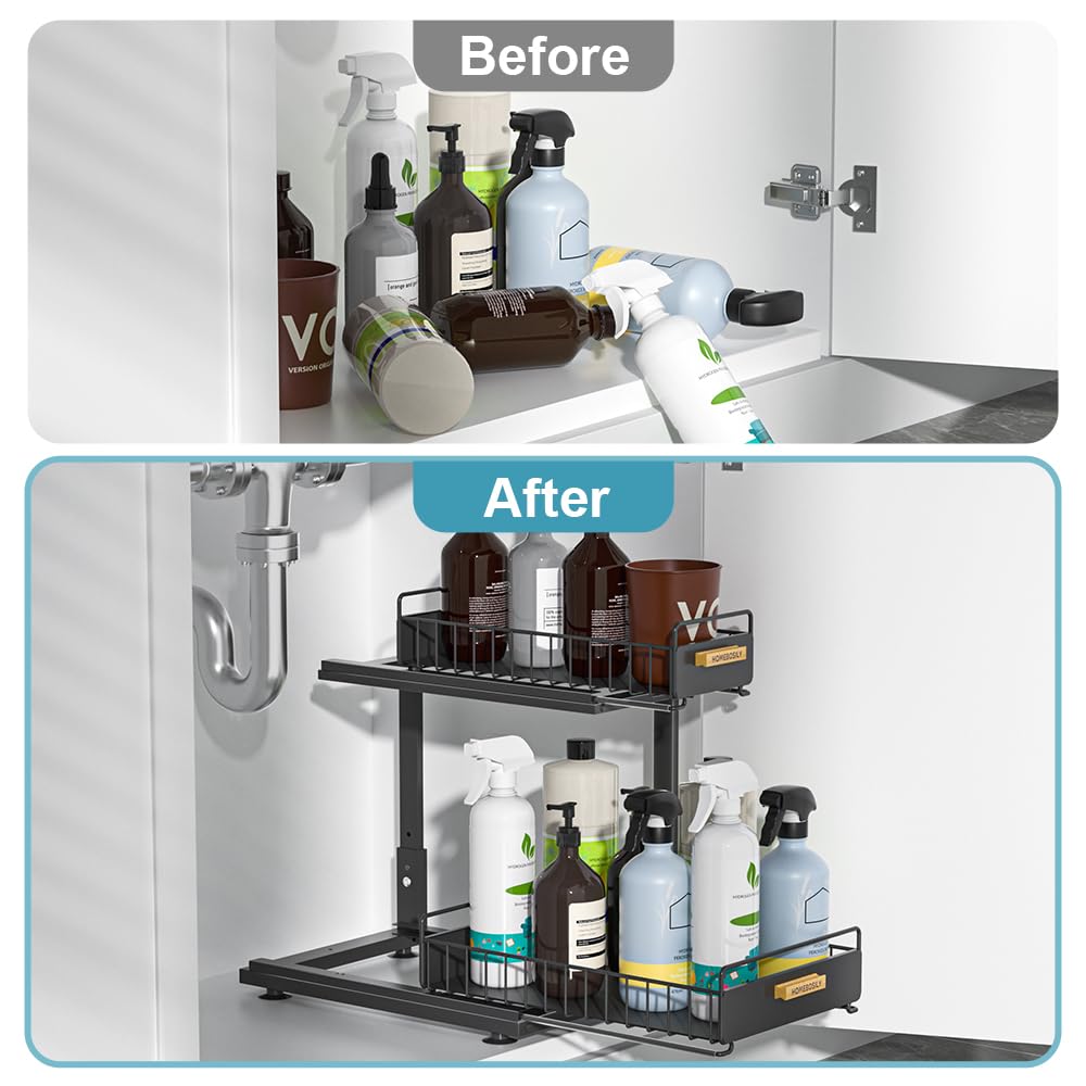 HOMEBOSILY powder-coated metal frame resists wear while keeping shelves tidy.