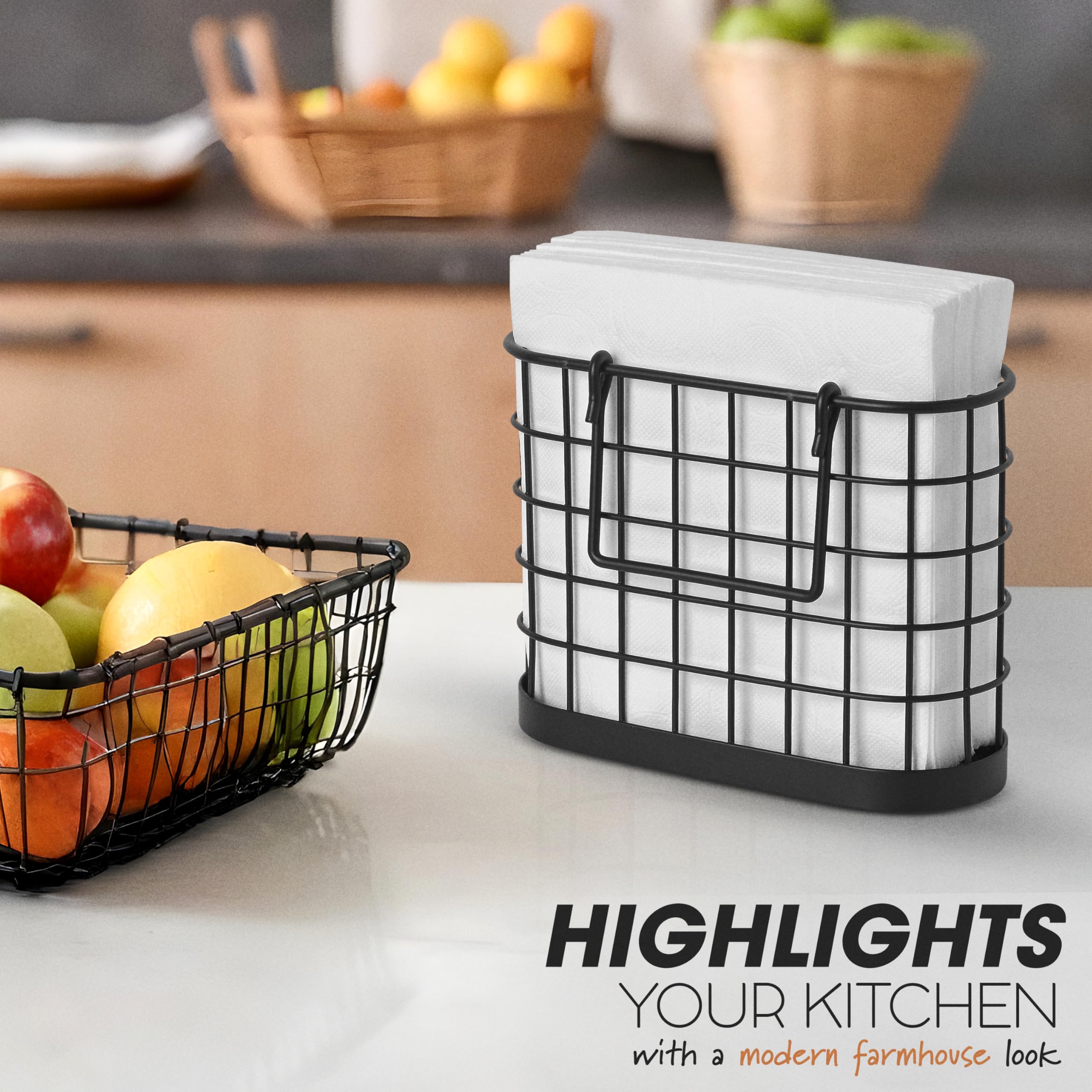 HOMECLASS6 black napkin holder base detail shows sturdy bottom for stable placement.