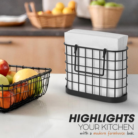 HOMECLASS6 black napkin holder base detail shows sturdy bottom for stable placement.