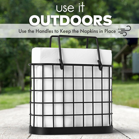 HOMECLASS6 black napkin holder fits 6.5-inch lunch napkins securely.