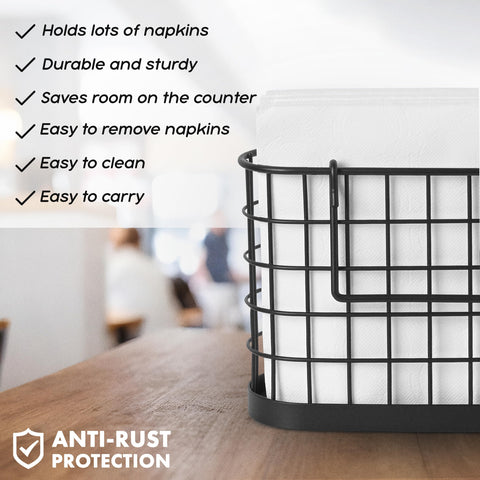 HOMECLASS6 napkin holder mesh base doubles as a kitchen utensil organizer.