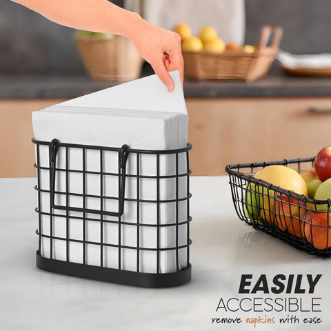 HOMECLASS6 black napkin holder with carrying handles ideal for outdoor meals.