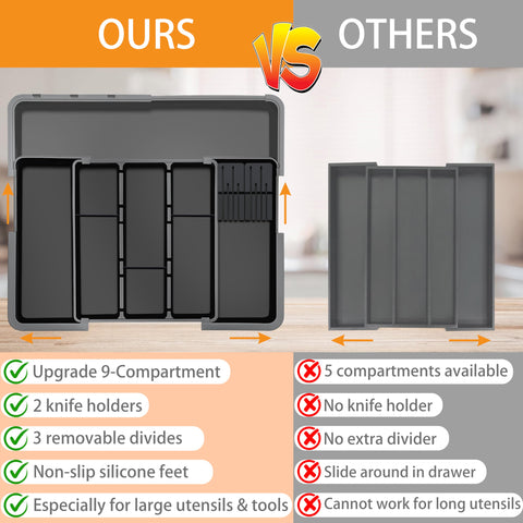 Homecor anti-slip base prevents movement for a tidy, stable drawer.