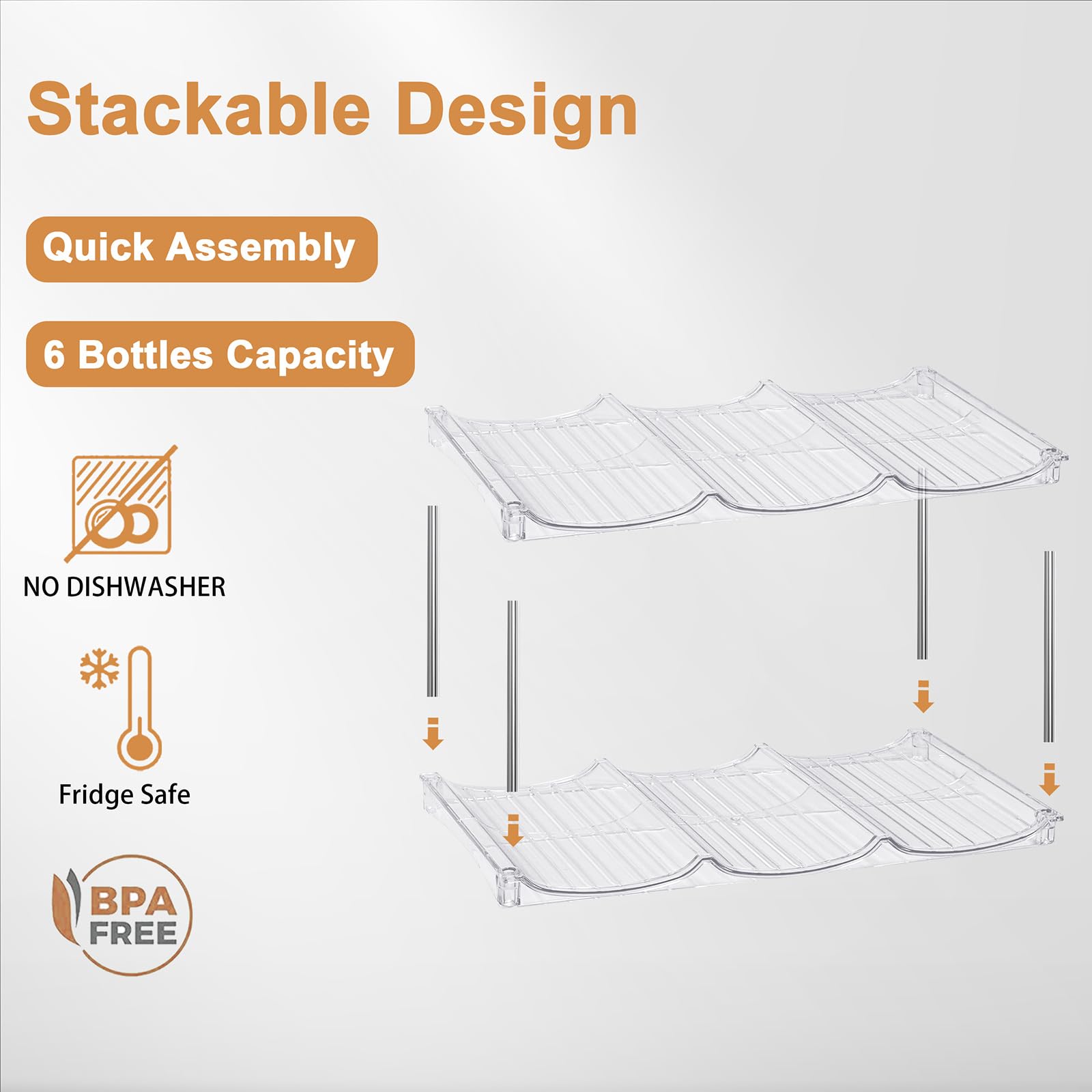 Homecor kitchen cabinet organization display suitable for bottles and tumblers.