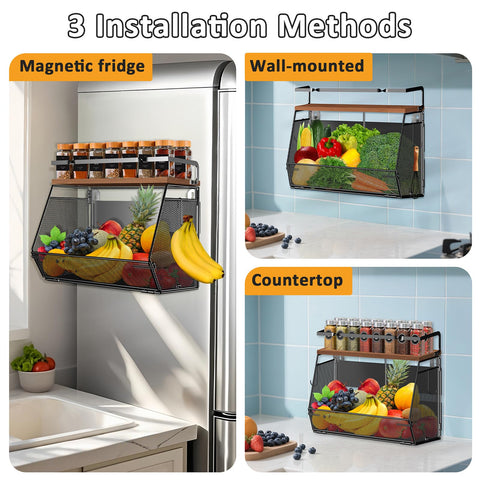 Homecor magnetic shelf wall-mounted option saves space in small kitchens.