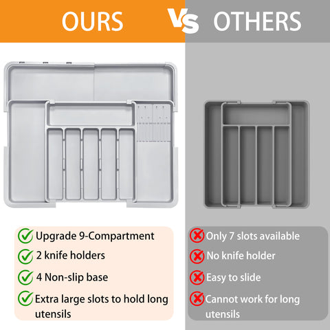 Homecor BPA-free plastic organizer with removable knife holders and slots.