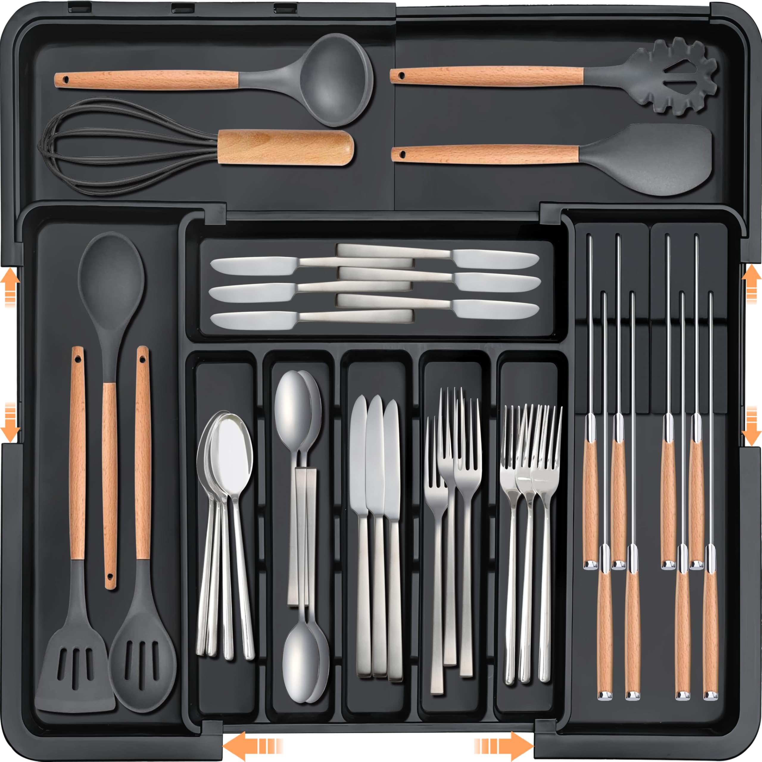 Homecor silverware organizer expandable left panel for adjustable drawer space