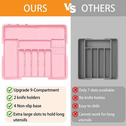 Interior dividers of Homecor organizer create nine compartments.