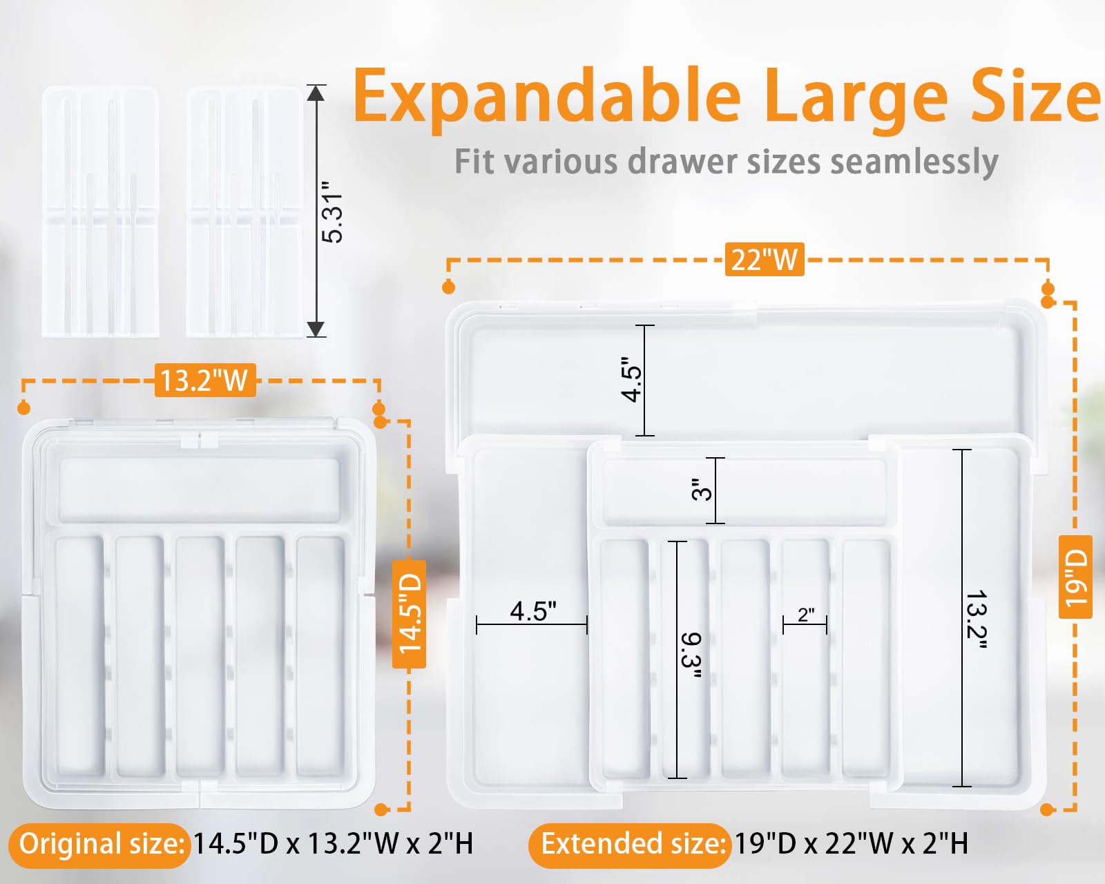 Homecor expandable panels extend left, right, and top for extra storage space.