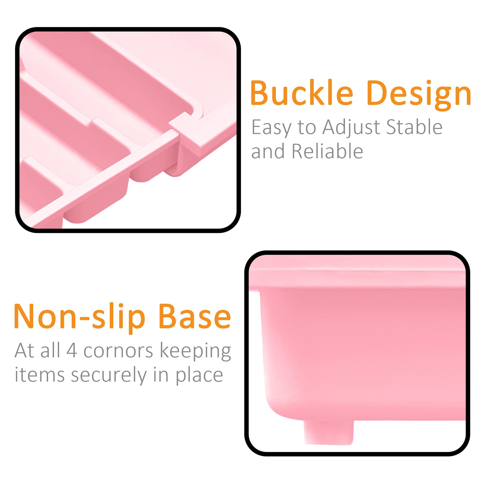 Soft pink finish adds a modern touch to a kitchen drawer.