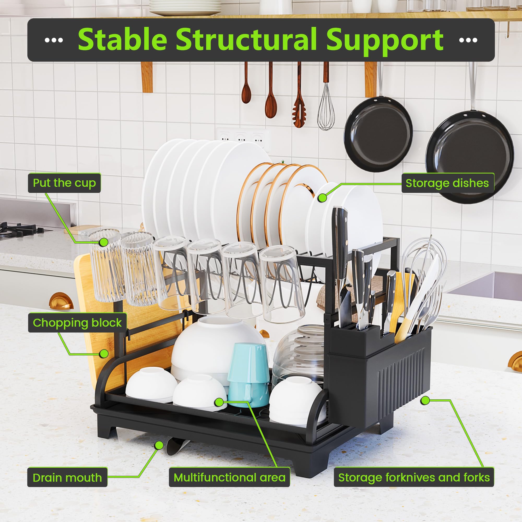 HomeCurated 360-degree drain spout efficiently channels water into the sink.