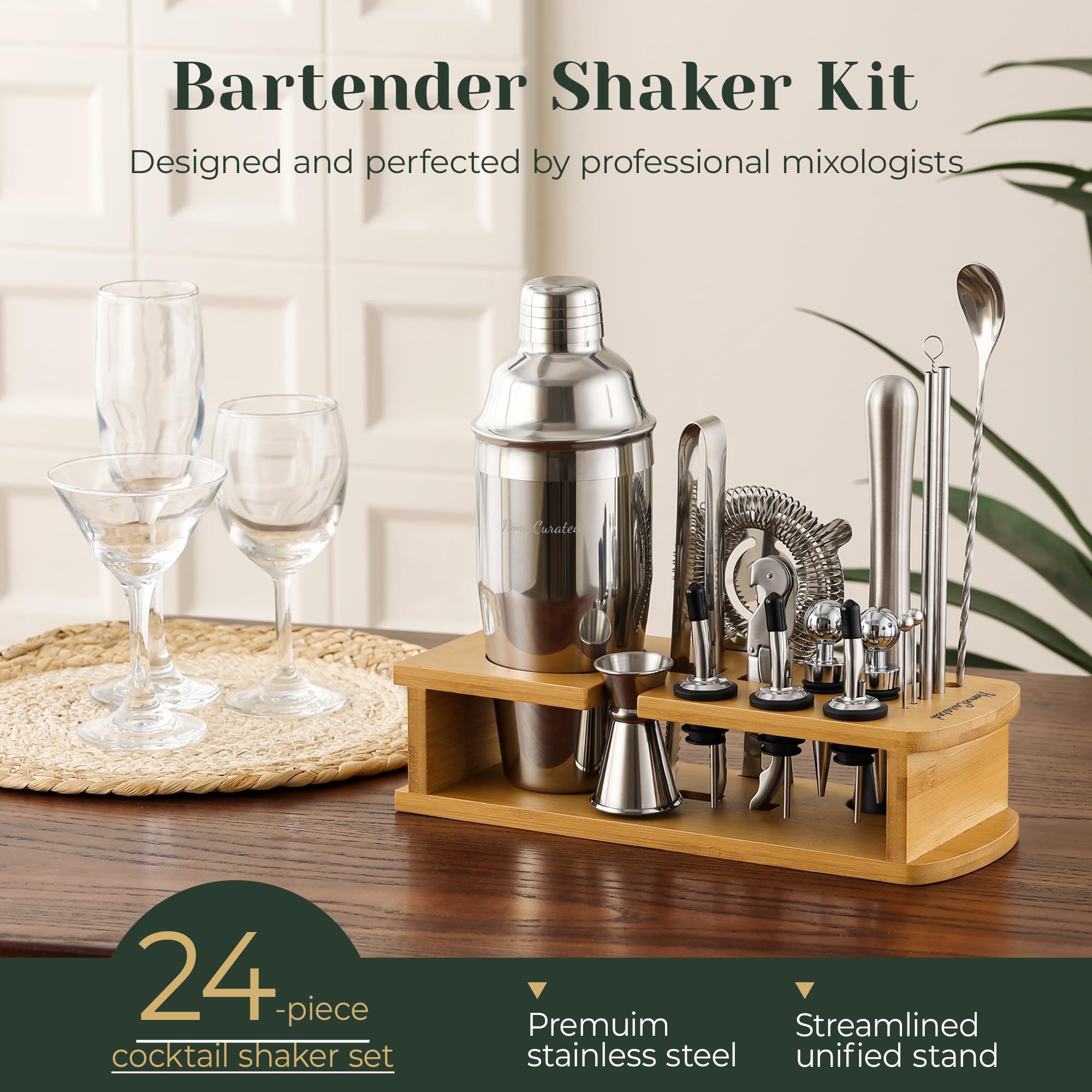 HomeCurated Jigger and Strainer deliver precise measurements for balanced drinks