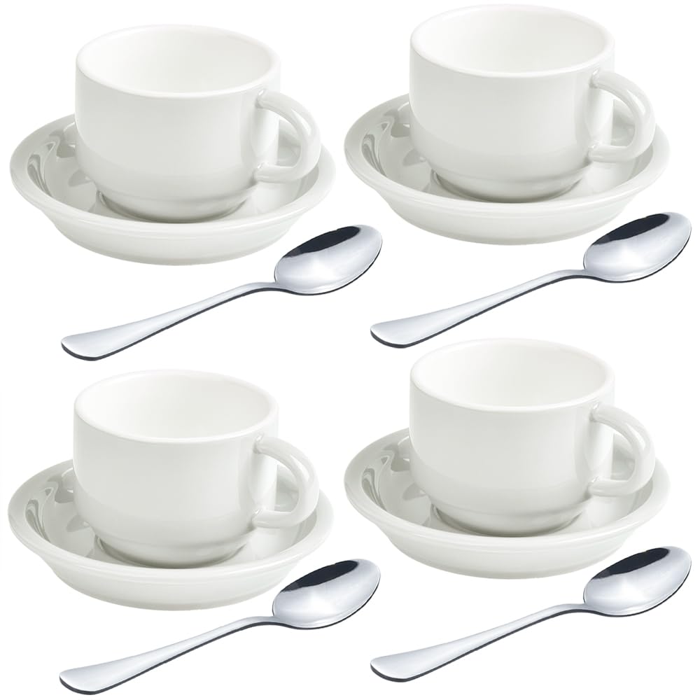 HomEdge espresso cups white set enhances morning coffee ritual