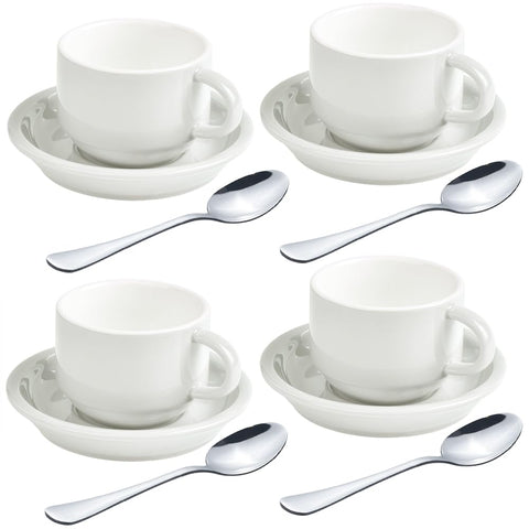 HomEdge espresso cups white set enhances morning coffee ritual