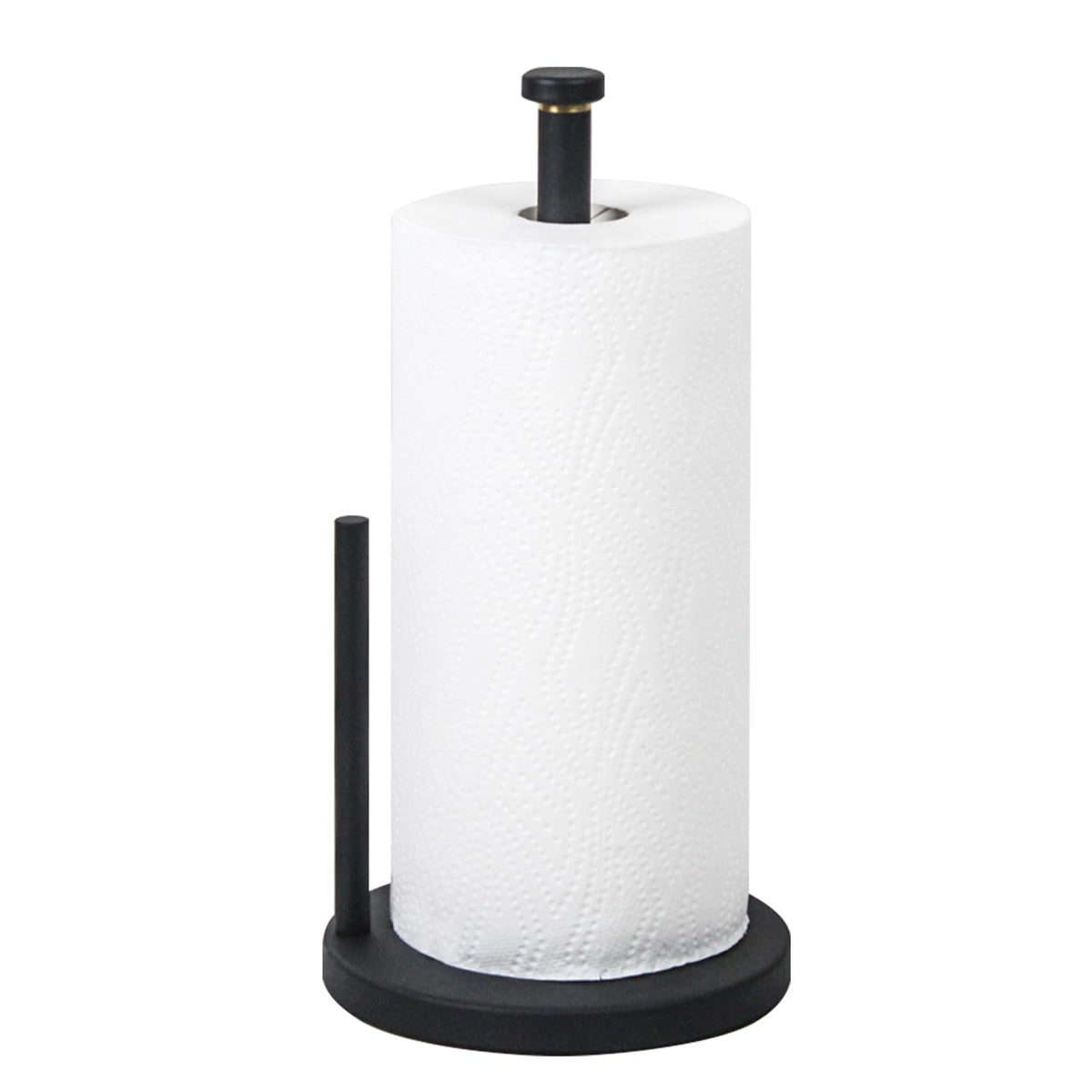 HOMEFELIZ black paper towel holder with anti-slip base keeps towels steady.