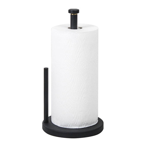 HOMEFELIZ black paper towel holder with anti-slip base keeps towels steady.