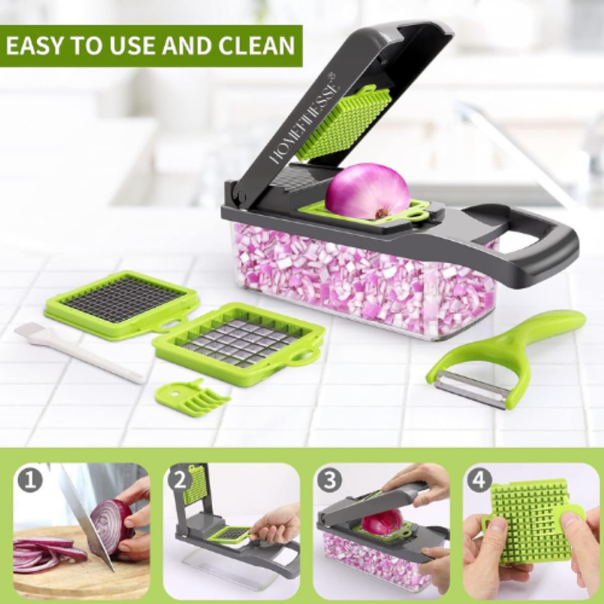 HOMEFINESSE portable slicer with container for easy on-the-go chopping