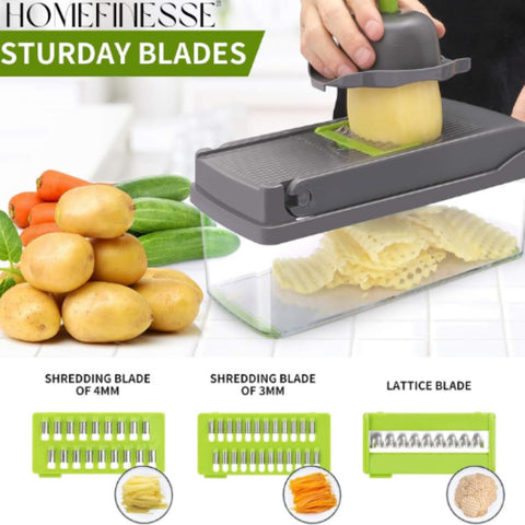 HOMEFINESSE ultra-sharp stainless steel blades enable precise dicing and slicing