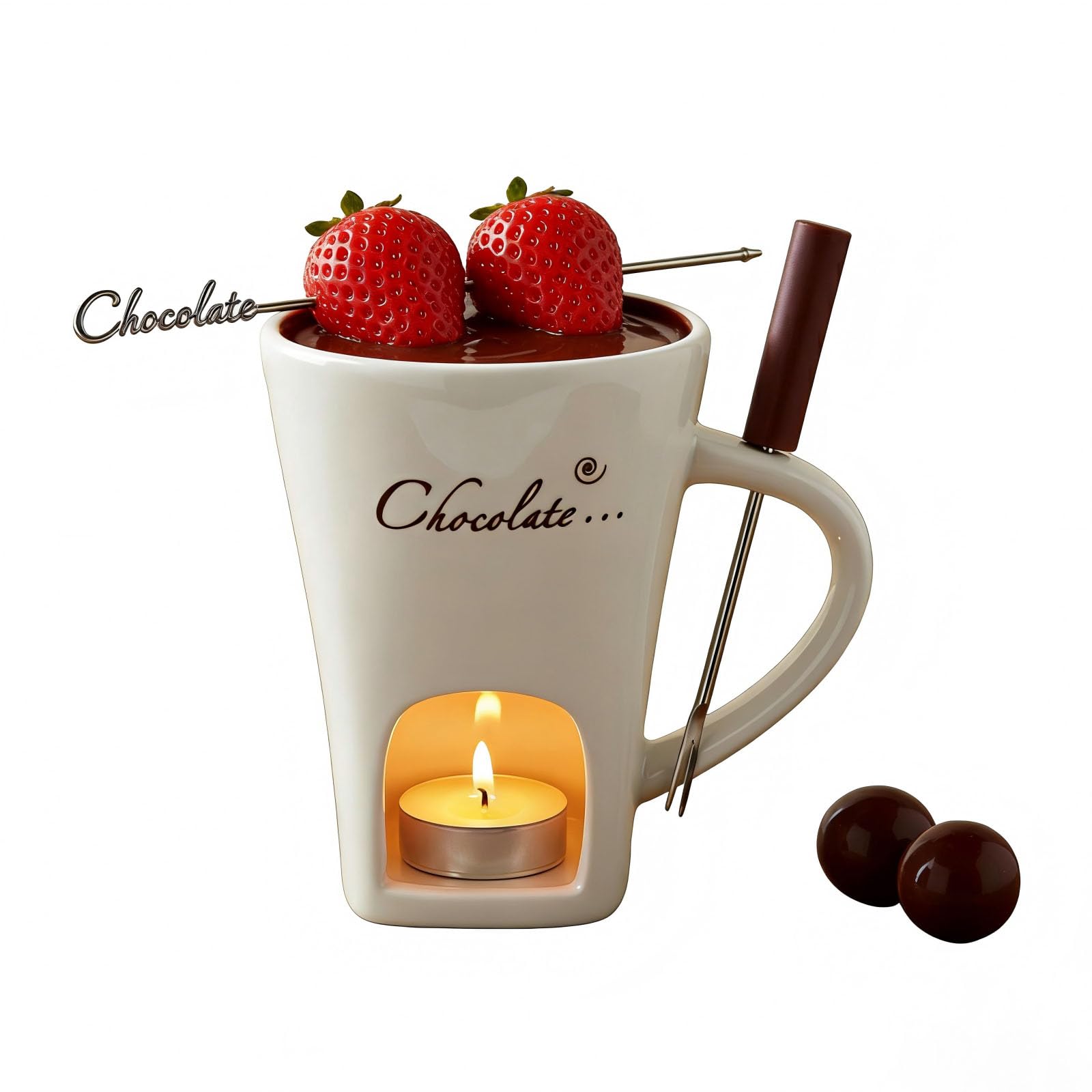 HOMEFISH Chocolate Fondue Mug ceramic for smooth chocolate dipping at home