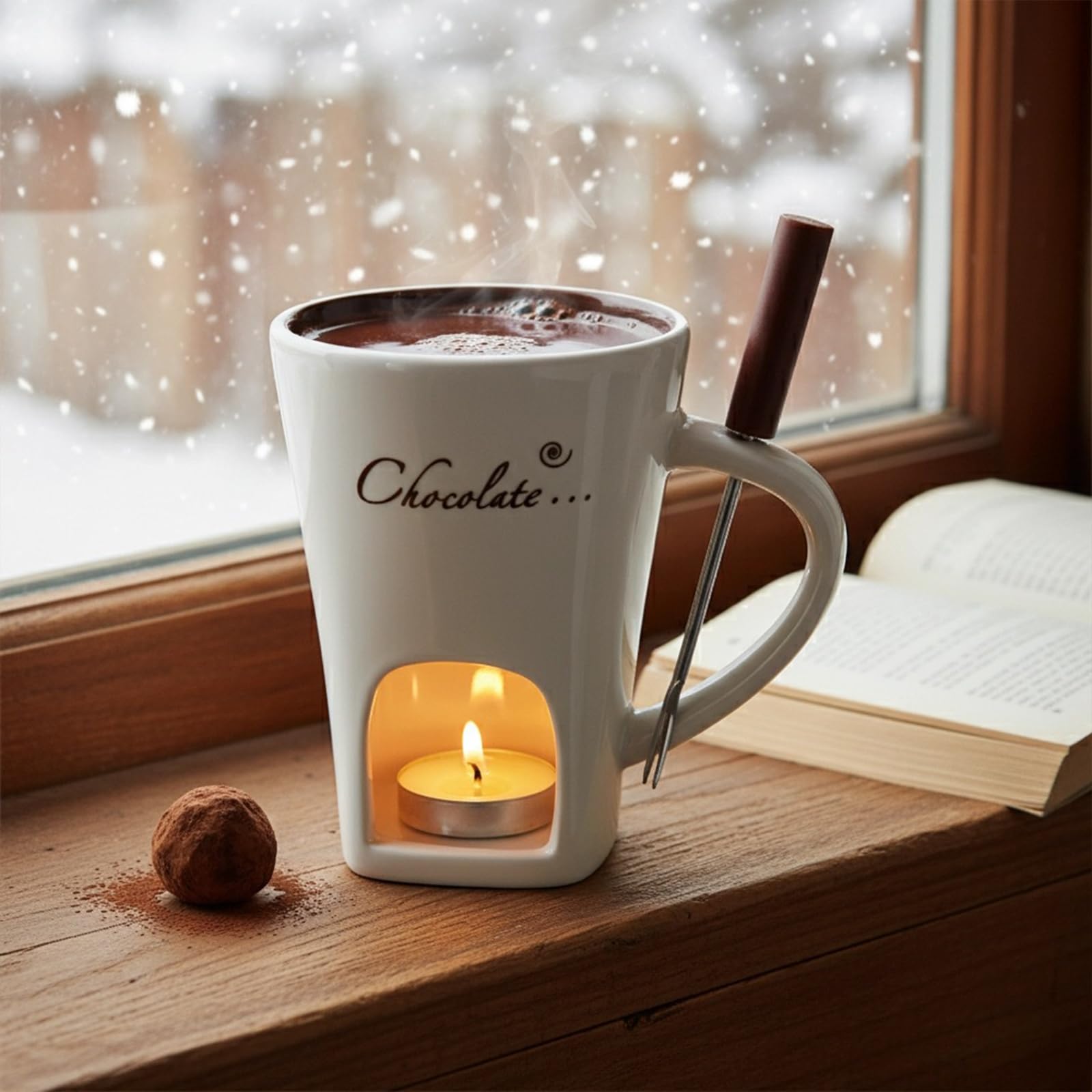 HOMEFISH Fondue mug with forks for sharing snacks at gatherings