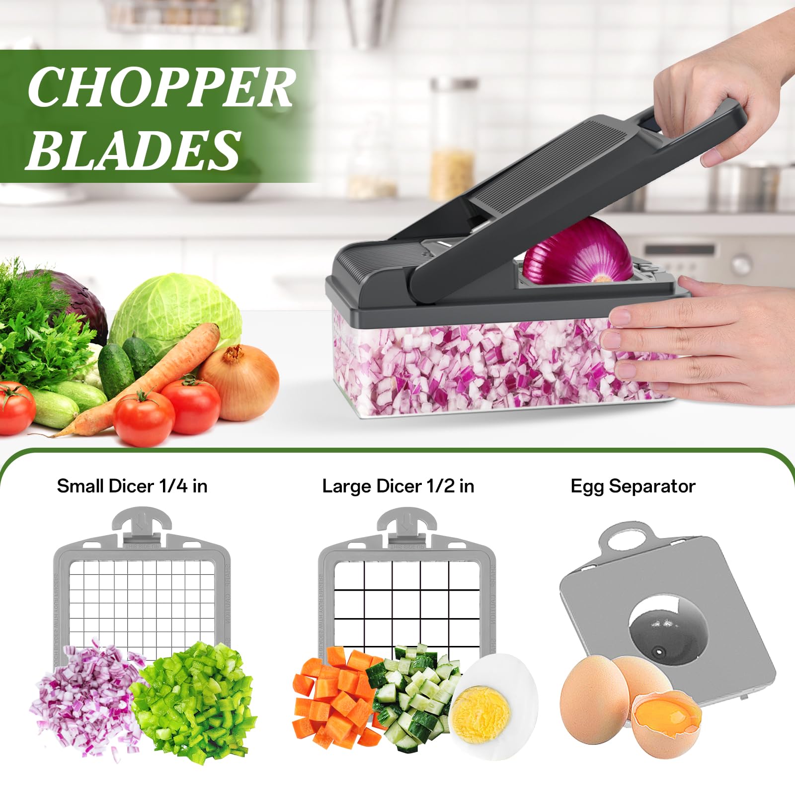 HomeHacks 12-in-1 blade set enables slicing, grating, and julienne for versatile meals.