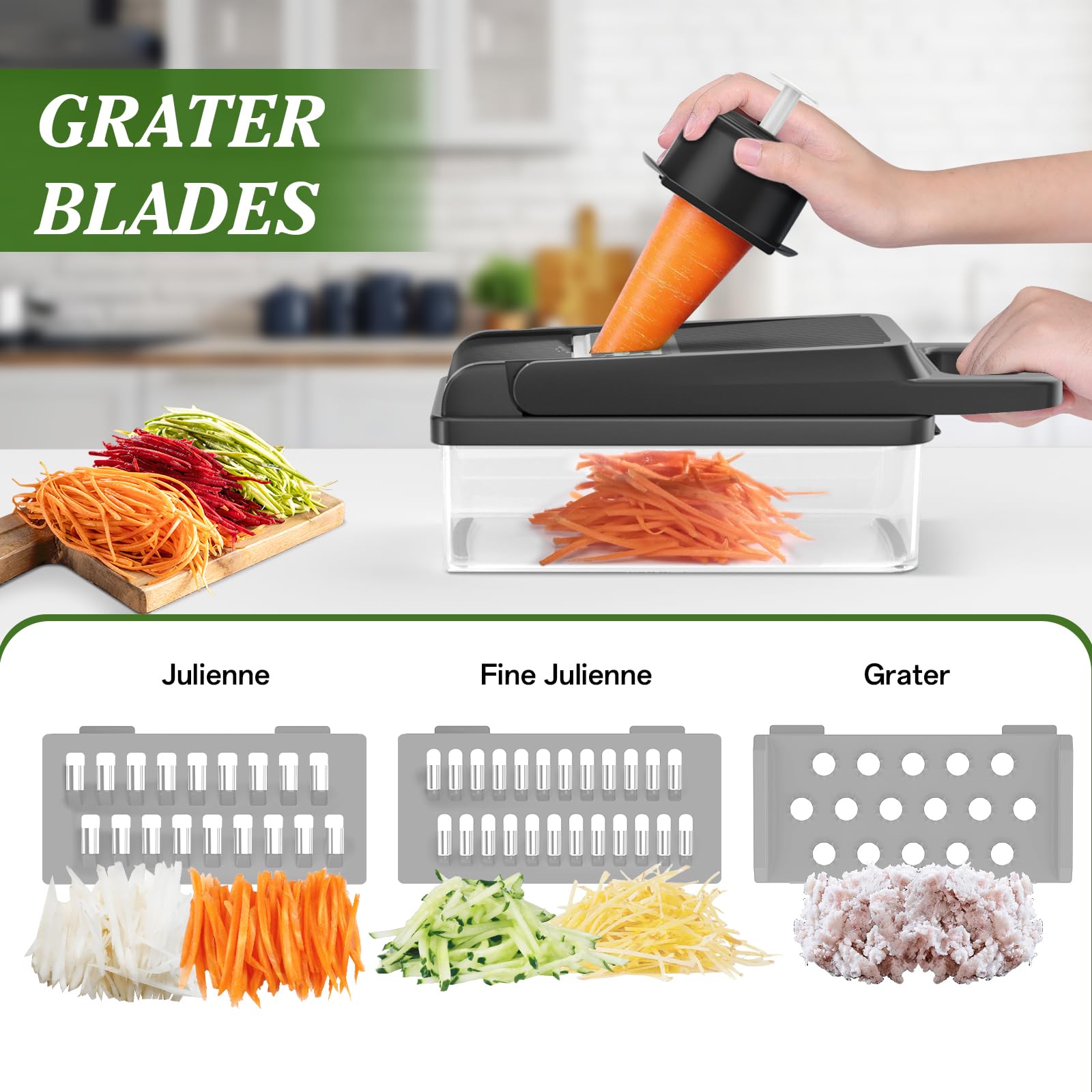 HomeHacks chopper in action with dice and julienne cuts for faster meal prep.