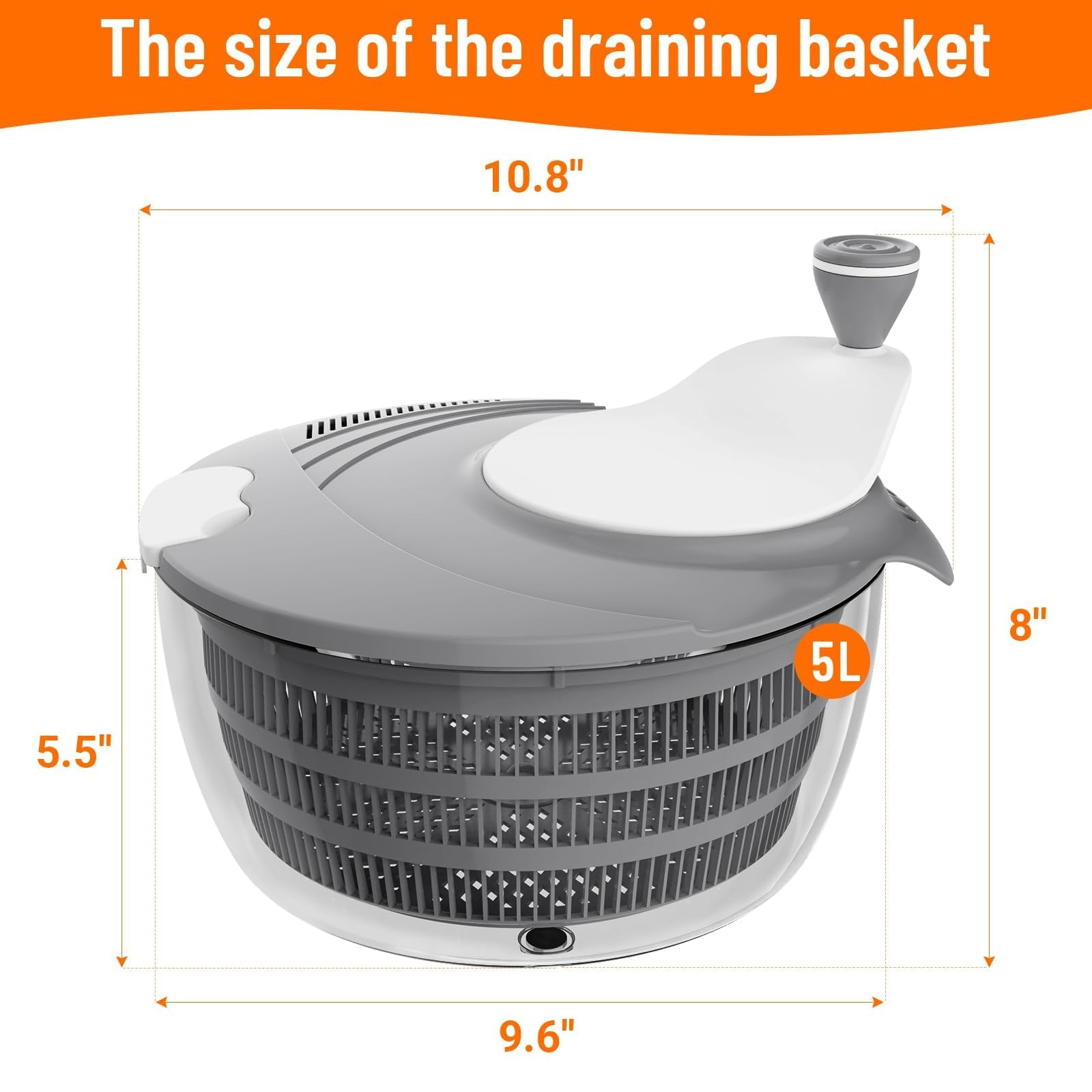 HomeHacks spinner showing double drainage holes for quick washing and draining