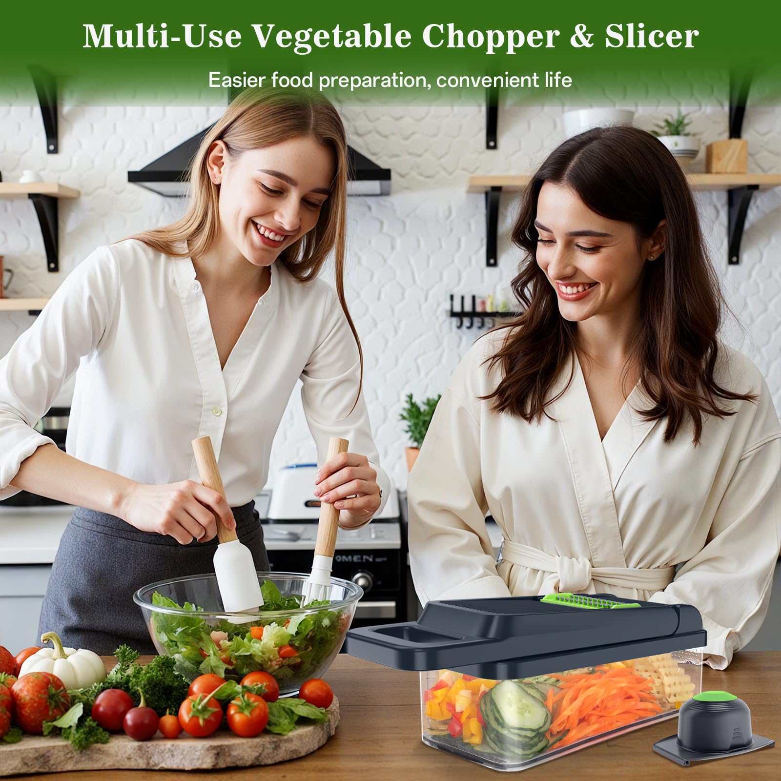 HomeHacks Vegetable Chopper compact storage keeps your kitchen organized and tidy.