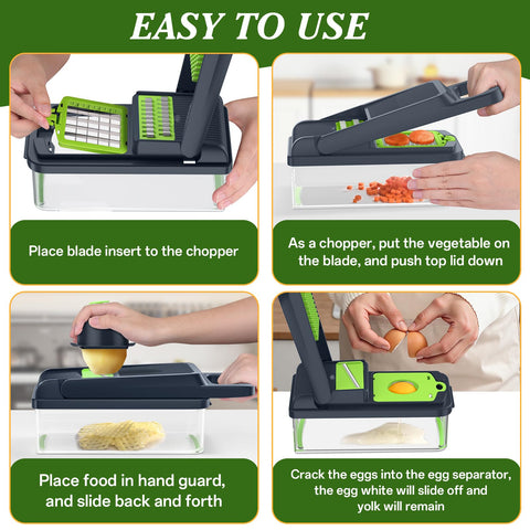 HomeHacks Vegetable Chopper stainless blades stay sharp and safe for quick cleanup.