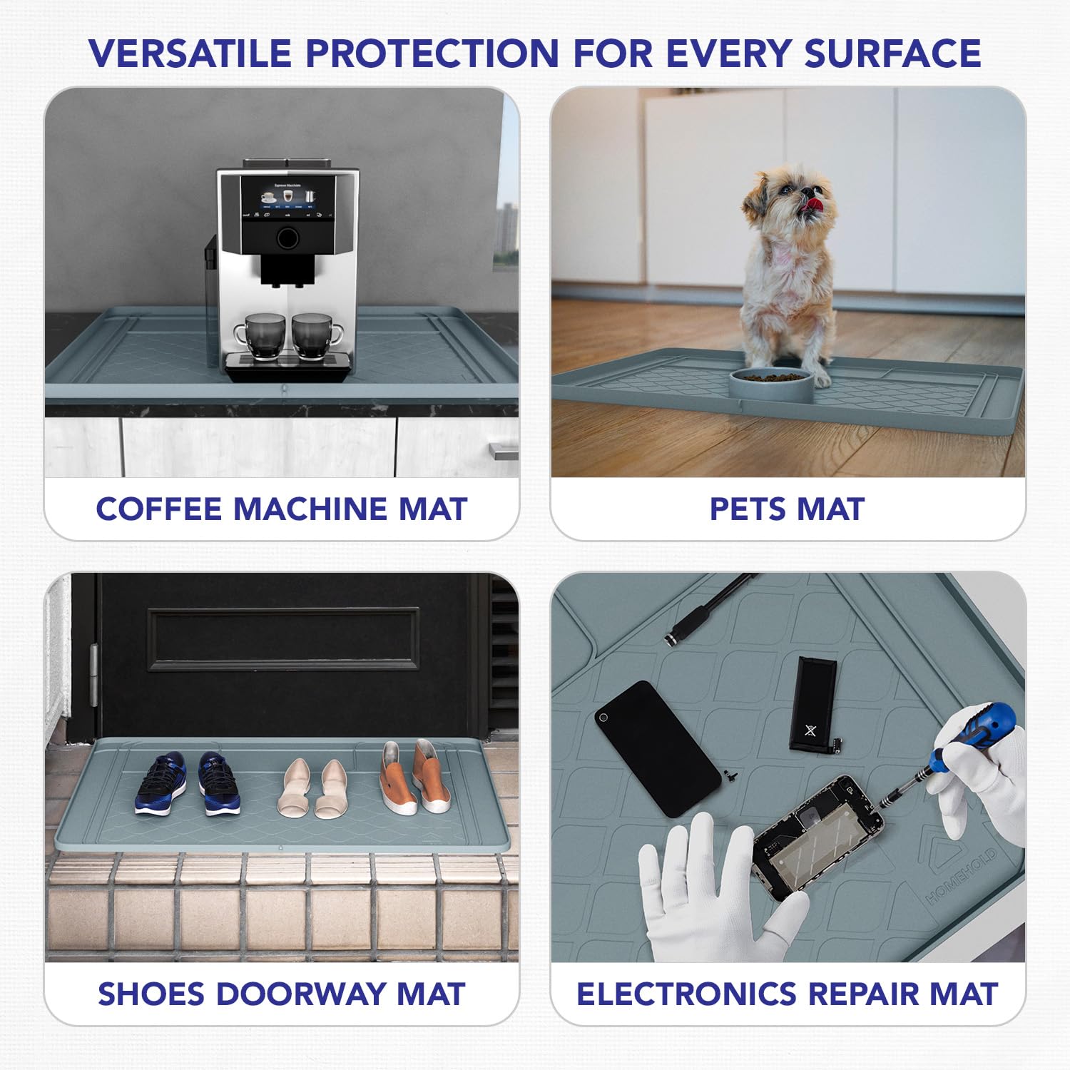 Easy-to-clean silicone surface resists stains and dries quickly.