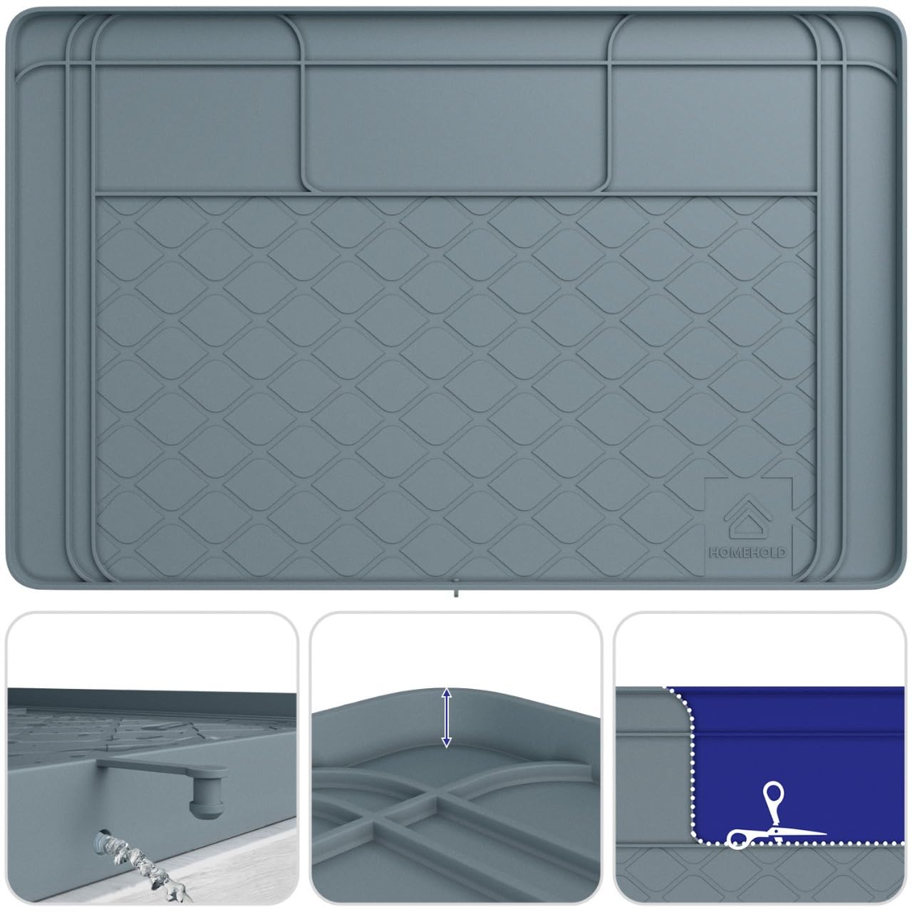 Versatile mat doubles as a tray under appliances or sinks.