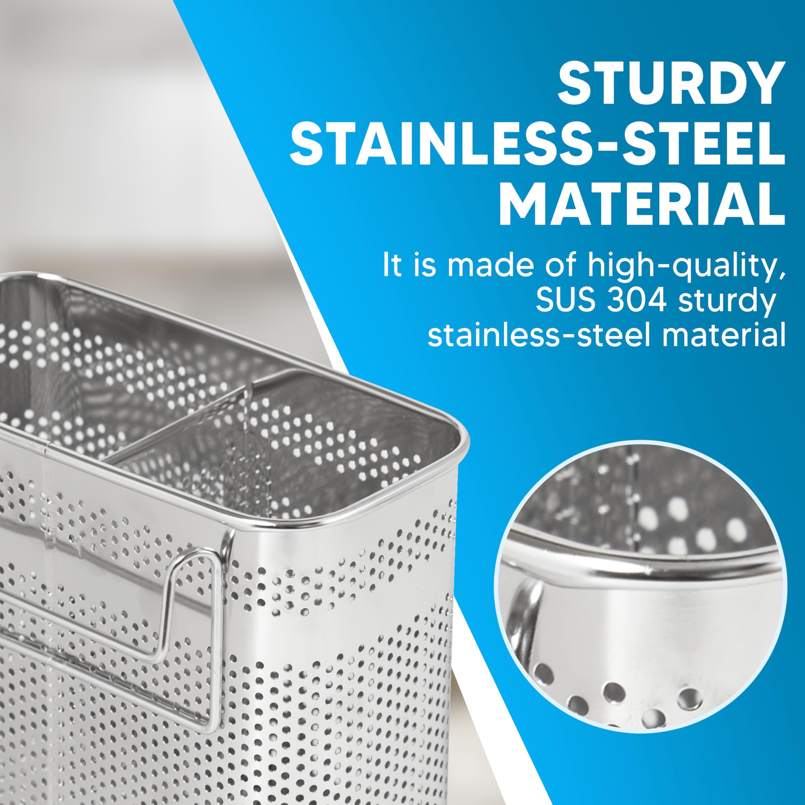 Even drainage holes in HOME&I basket promote hygiene and quick drying