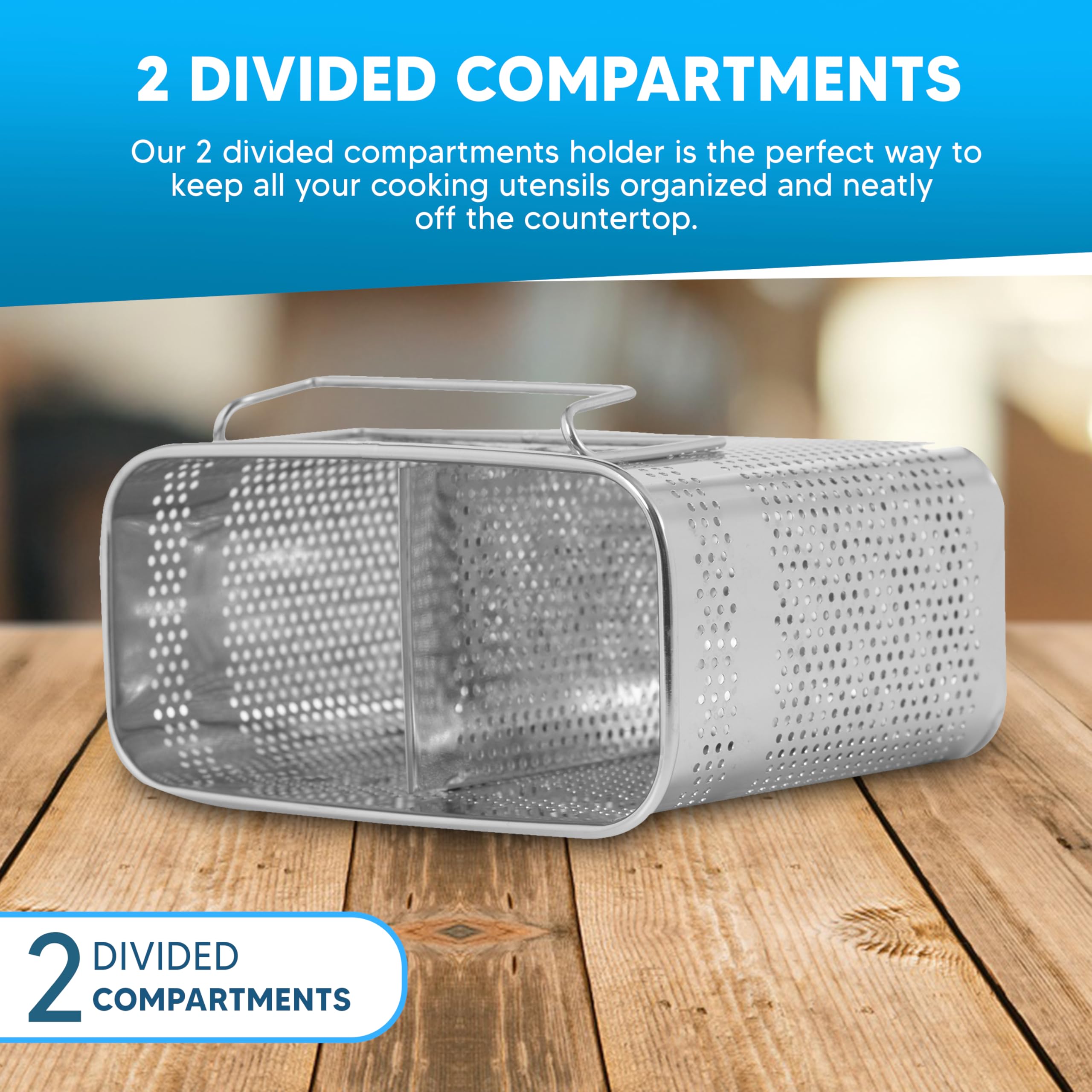 Drying basket on countertop demonstrates quick drying through drainage holes