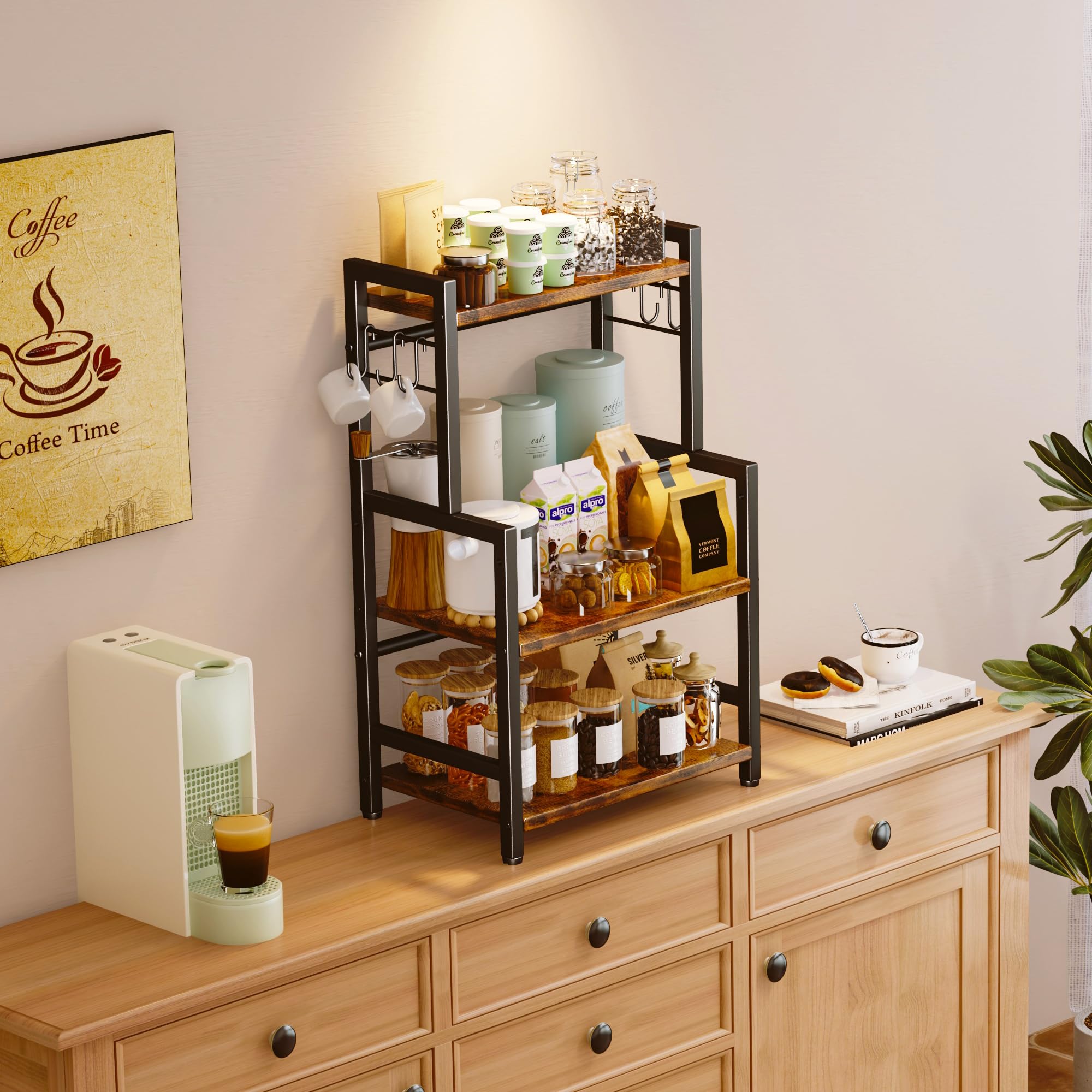 Homeiju 3-tier spice rack bottom shelf maximizing storage space.